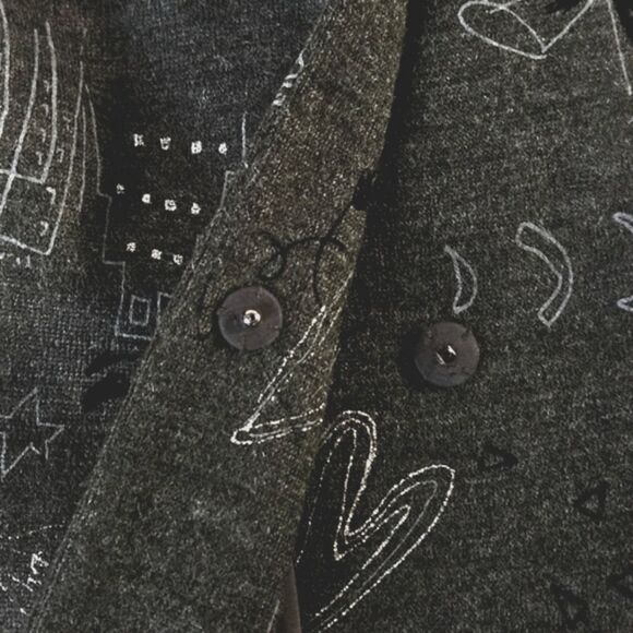 Son Jung Wan 2007 Charcoal Gray Futuristic Print Embellished Snap Front Blouse - Picture 9 of 15